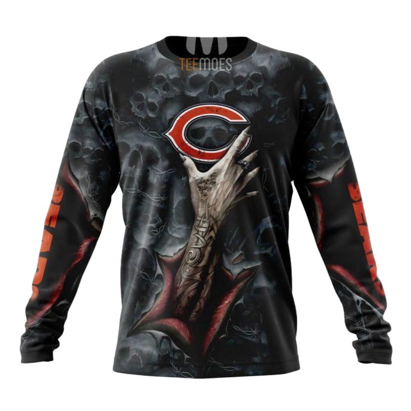 Chicago Bears Halloween Horror Skull Aop Sweatshirt 1