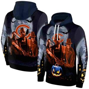 Chicago Bears Halloween Vibes Blue Black AOP Hoodie