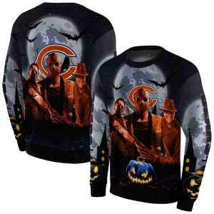 Chicago Bears Halloween Vibes Blue Black AOP Sweatshirt