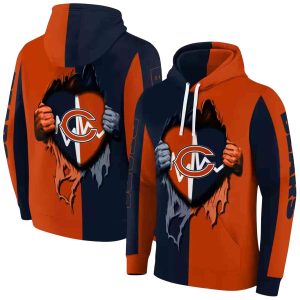 Chicago Bears Heartbeat Graphic Blue Yellow AOP Hoodie