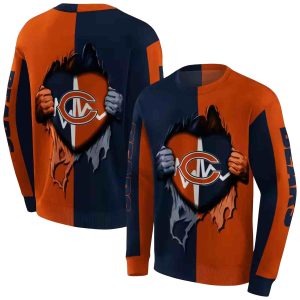 Chicago Bears Heartbeat Graphic Blue Yellow AOP Sweatshirt
