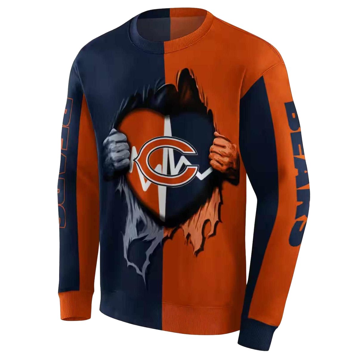 Chicago-Bears-Heartbeat-Graphic-Blue-Yellow-AOP-Sweatshirt-2