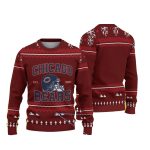 Chicago Bears Helmet Logo Maroon And Red Geometric Tree Pattern Ugly Sweater