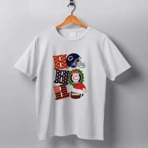 Chicago Bears Ho Ho Ho Merry Christmas Football Helmet Wreath Santa Hat T Shirt