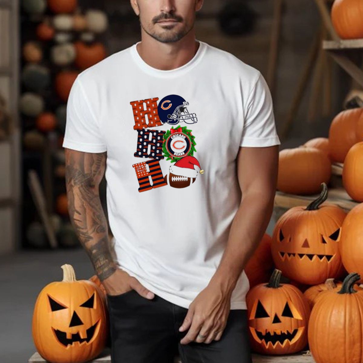 Chicago-Bears-Ho-Ho-Ho-Merry-Christmas-Football-Helmet-Wreath-Santa-Hat-T-Shirt-1_t-shirt-4_5