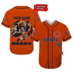 Personalized Chicago Bears Mascot Orange Baseball Jersey