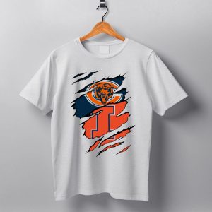 Chicago Bears Illinois Fighting Illini Fan Logo Mashup T Shirt