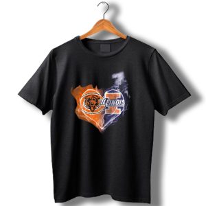 Chicago Bears Illinois Fighting Illini Heart Smoke T Shirt