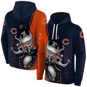 Chicago Bears Jack Skellington Blue And Yellow AOP Hoodie