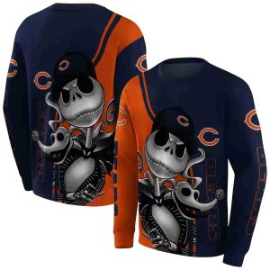 Chicago Bears Jack Skellington Blue And Yellow AOP Sweatshirt