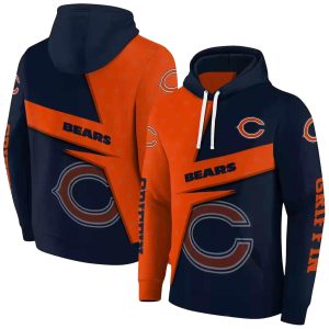 Chicago Bears Logo And Abstract Shape Blue AOP Hoodie