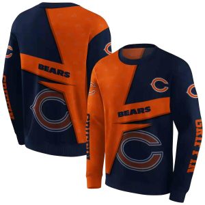 Chicago Bears Logo And Abstract Shape Blue AOP Sweatshirt