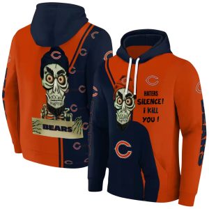 Chicago Bears Logo And Achmed Skull Blue AOP Hoodie