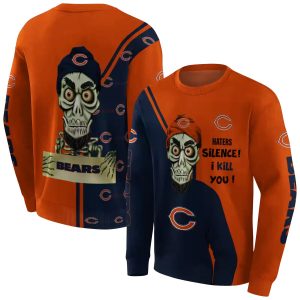 Chicago Bears Logo And Achmed Skull Blue AOP Sweatshirt