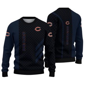 Chicago Bears Logo And Circles Mesh Blue Black AOP Sweatshirt