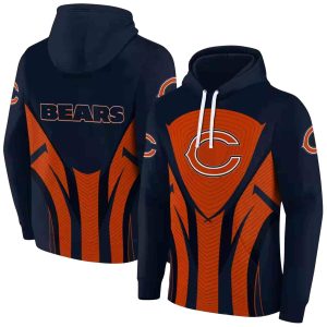 Chicago Bears Logo And Concentric Lines Blue Black AOP Hoodie