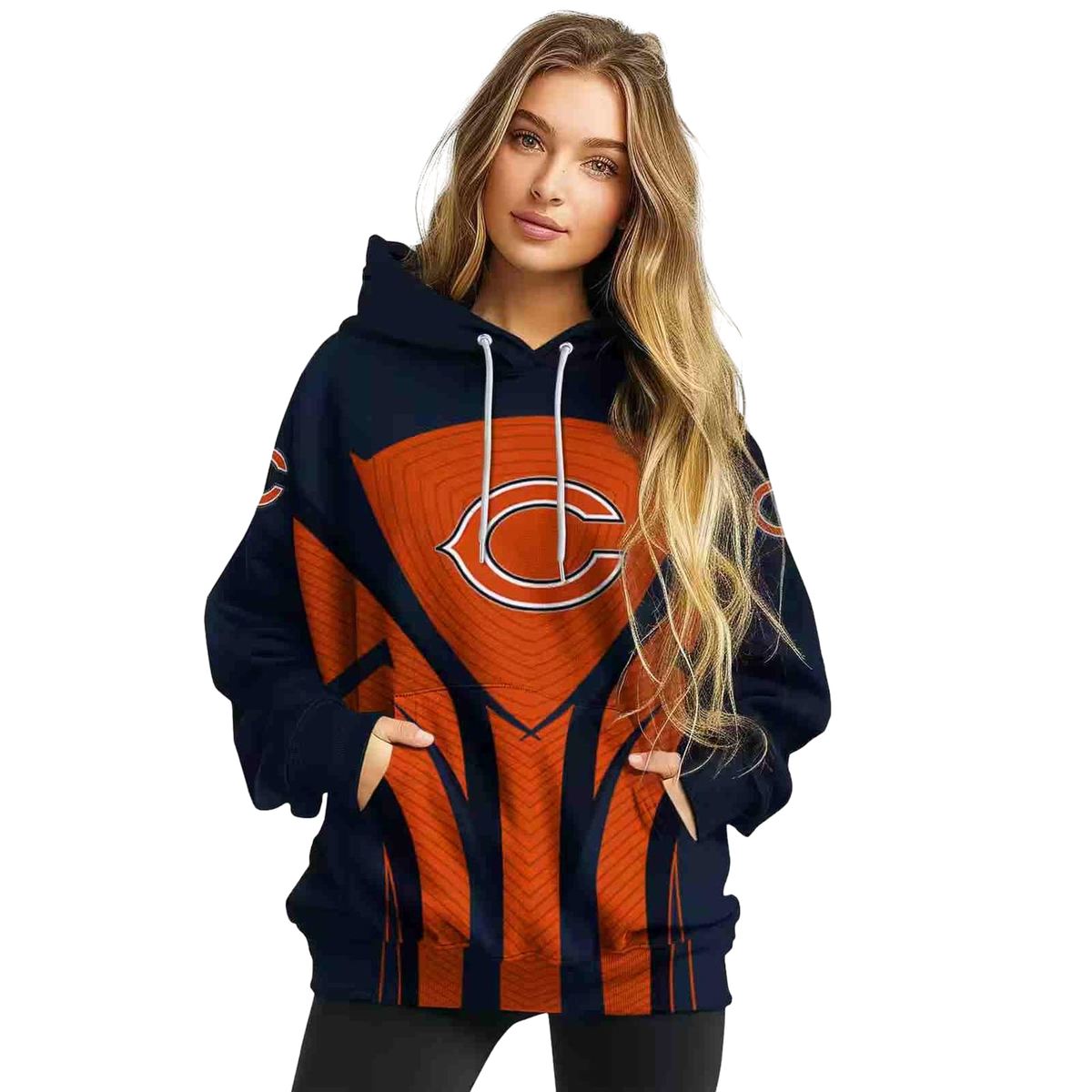 Chicago-Bears-Logo-And-Concentric-Lines-Blue-Black-AOP-Hoodie-3