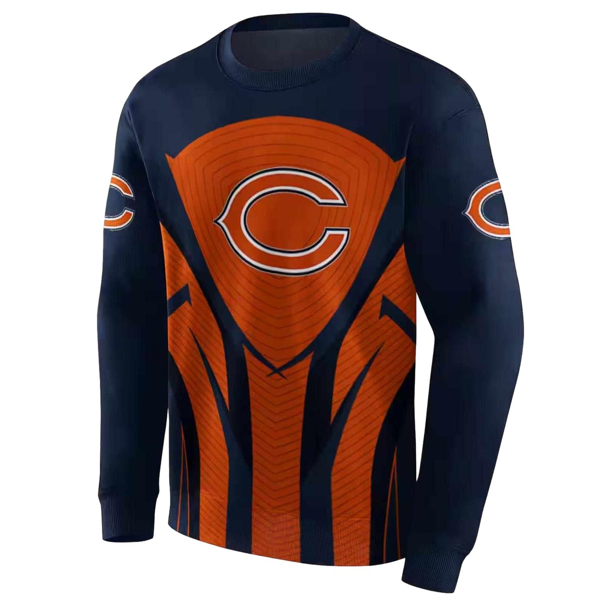 Chicago-Bears-Logo-And-Concentric-Lines-Blue-Black-AOP-Sweatshirt-2