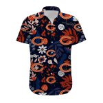 Chicago Bears Logo And Floral And Retro Art Pattern Hawaiian Shirt