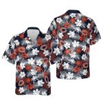 Chicago Bears Logo And Floral Palm Pattern Hawaiian Shirt