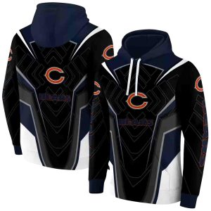 Chicago Bears Logo And Futuristic Pattern Blue Black AOP Hoodie