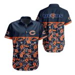 Chicago Bears Logo And Orange Hibiscus Tropical Hawaiian Shirt