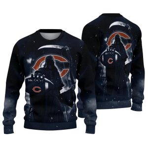 Chicago Bears Logo And Reaper Scythe Blue AOP Sweatshirt