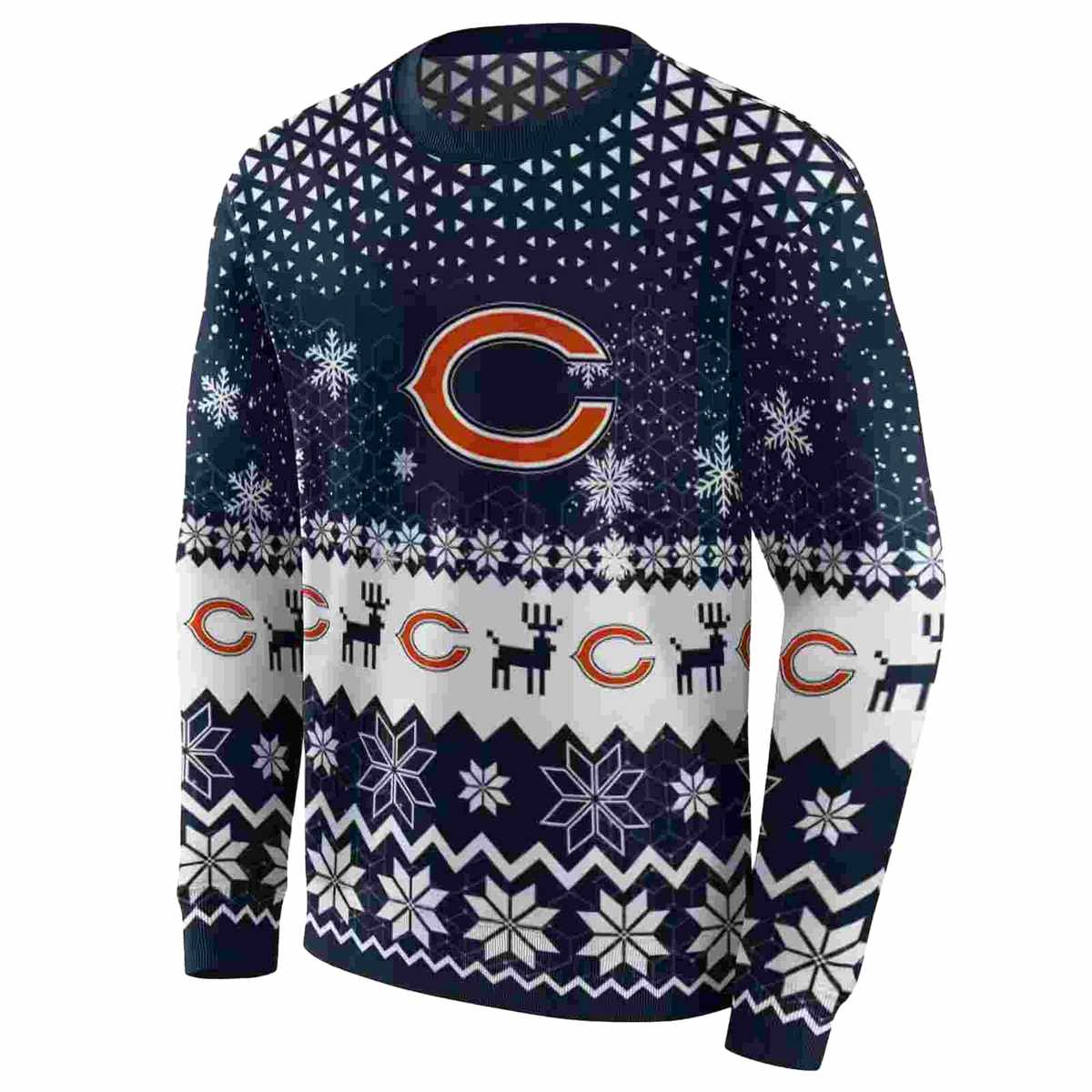Chicago-Bears-Logo-And-Reindeer-Motif-Blue-AOP-Sweatshirt-2