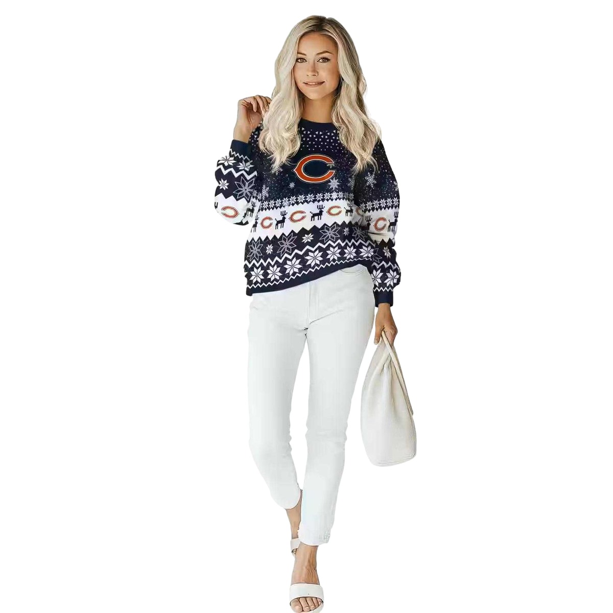 Chicago-Bears-Logo-And-Reindeer-Motif-Blue-AOP-Sweatshirt-3