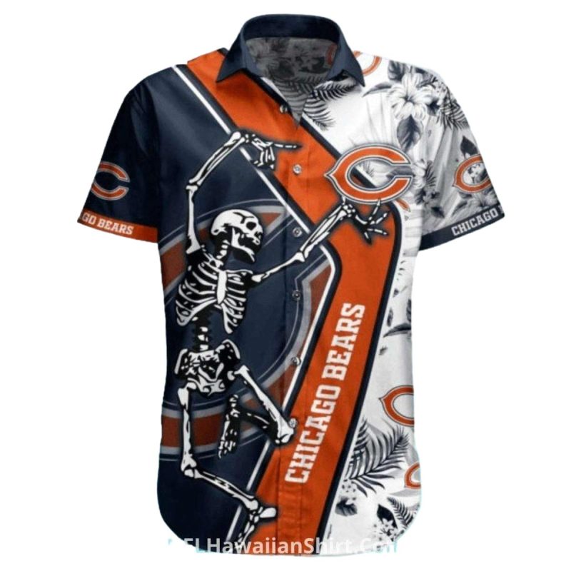 Chicago Bears Logo And Skeleton Hawaiian Shirt 1