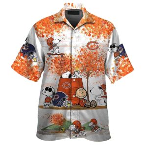Chicago Bears Logo And Snoopy Characters Hawaiian Shirt