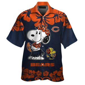 Chicago Bears Logo And Snoopy Hawaiian Shirt