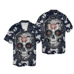 Chicago Bears Logo And Sugar Skull Hawaiian Shirt