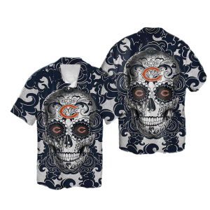 Chicago Bears Logo And Sugar Skull Hawaiian Shirt