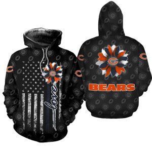 Chicago Bears Logo And Sunflower AOP Hoodie