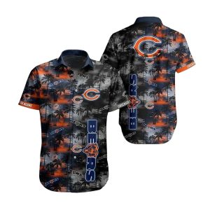 Chicago Bears Logo And Tropical Hawaiian Shirt