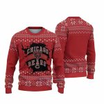 Chicago Bears Logo Crack Design Red Snowflake Knit Pattern Ugly Sweater