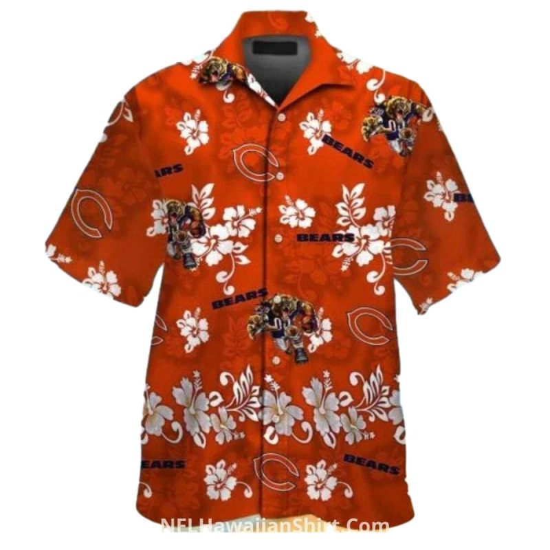 Chicago Bears Logo Floral And Mascot Hawaiian Shirt 1