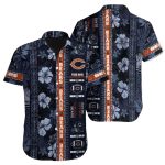 Chicago Bears Logo In My Heart Navy Hibiscus Hawaiian Shirt