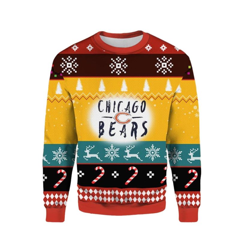 Chicago Bears Logo Lover Christmas With Lights Ugly Sweater 1