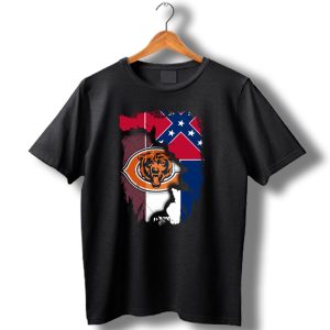 Chicago Bears Logo Over Mississippi Flag Tear T Shirt