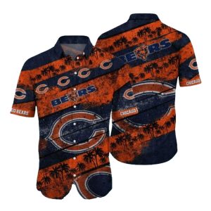 Chicago Bears Logo Palm Tree And Vintage Hawaiian Shirt