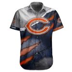 Chicago Bears Logo With Claw Marks And Grunge Style Hawaiian Shirt