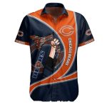 Chicago Bears Logo With Fist And Team Scarf Hawaiian Shirt
