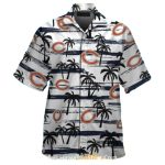 Chicago Bears Logo With Grayscale Palm Tree Hawaiian Shirt