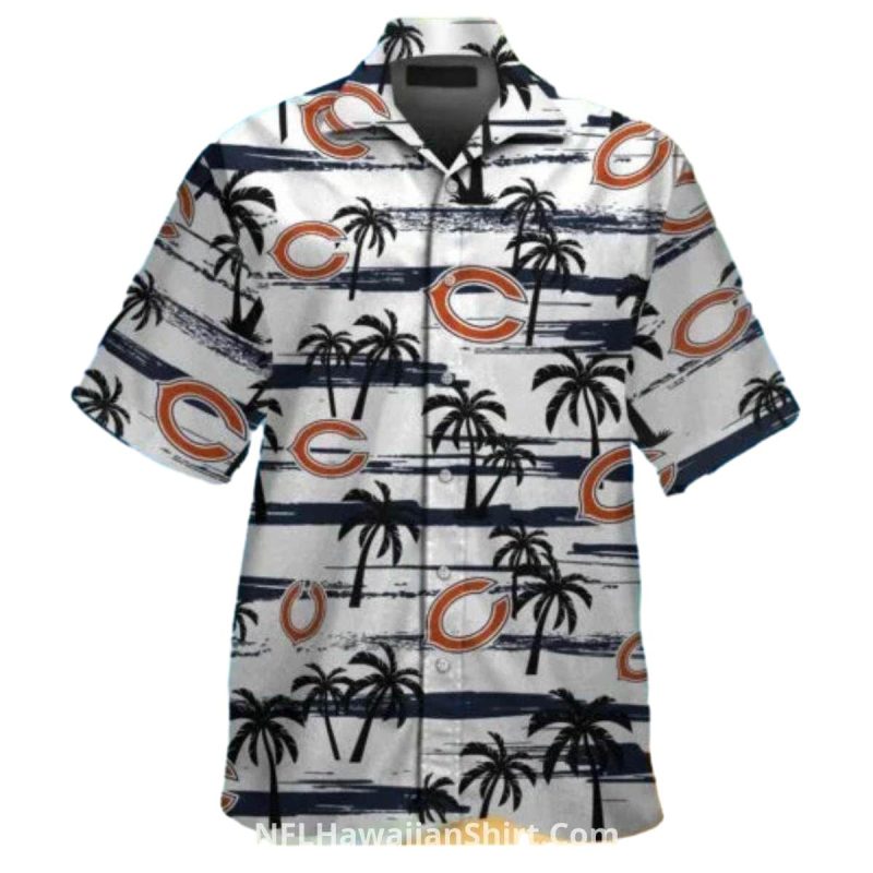Chicago Bears Logo With Grayscale Palm Tree Hawaiian Shirt 1