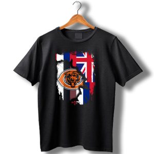 Chicago Bears Logo With Hawaiian Flag Background T Shirt
