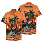 Chicago Bears Logo With Parrots And Tropical Island Hawaiian Shirt