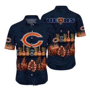 Chicago Bears Logo With Pineapple And Guitar Hawaiian Shirt