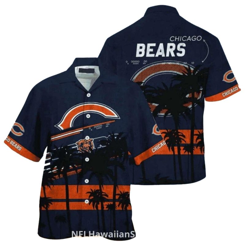 Chicago Bears Logo With Stadium And Tropical Theme Hawaiian Shirt 1